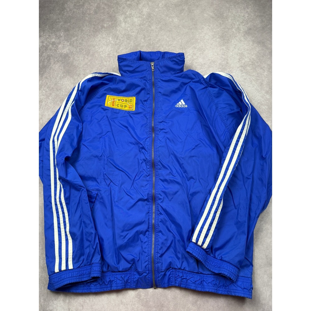 VTG Adidas FIFA World Cup 1999 Women's XL‎ Blue Track Jacket Hooded Windbreaker